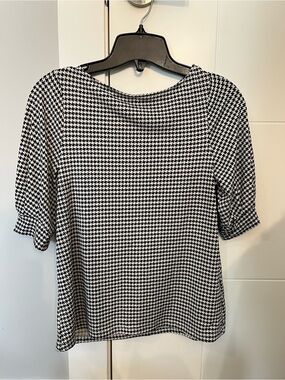 H&M Black & White Houndstooth Women's Blouse Size XS